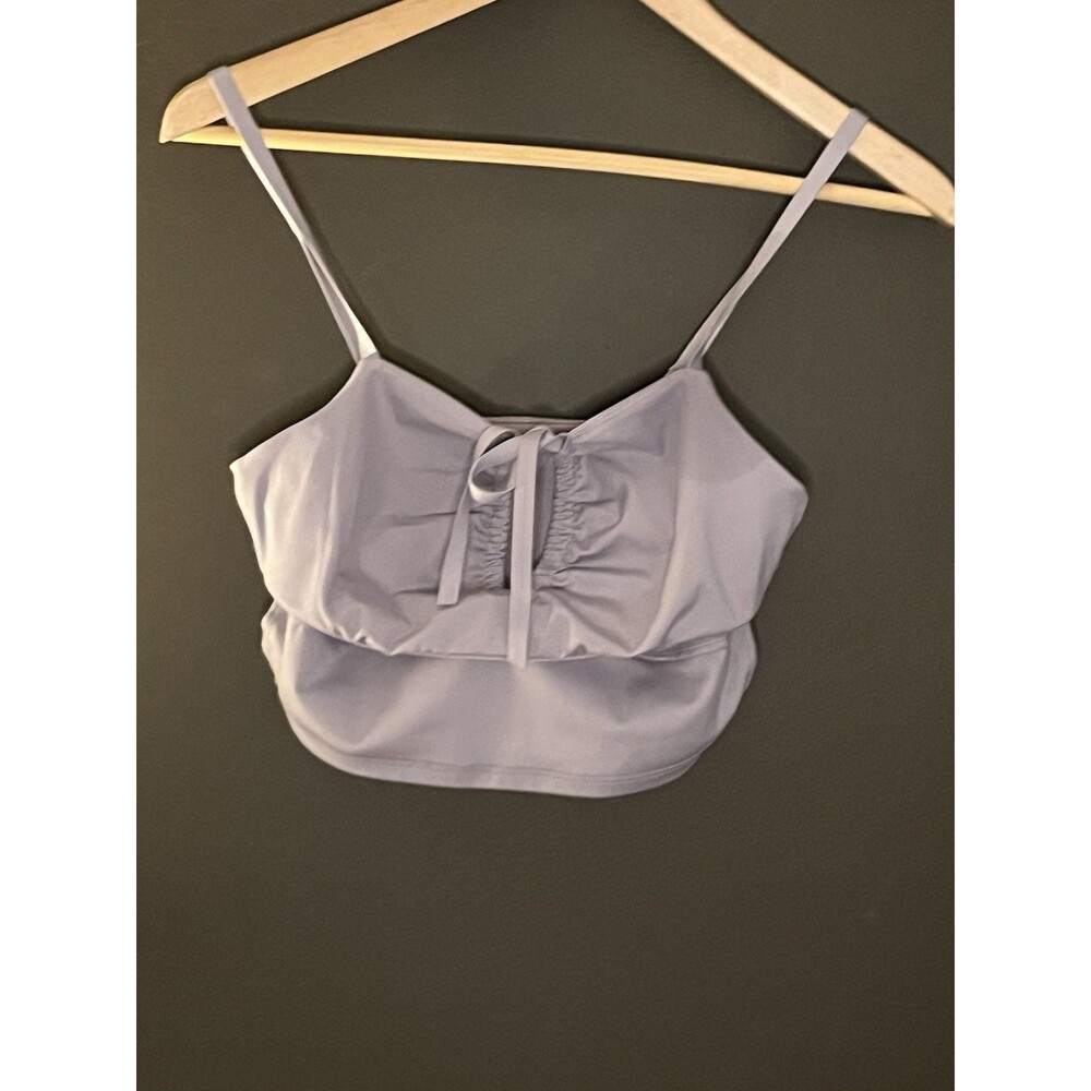 Le Ore Lavender Ruched Center Tie Sports Bra Crop Top Size M
